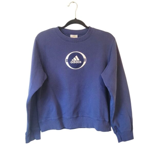 Adidas Vintage Y2K Unisex Navy Blue Pullover Sweatshirt Size US M - Picture 1 of 7